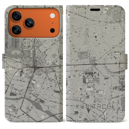 【国立2（東京都）】地図柄iPhoneケース（手帳タイプ）