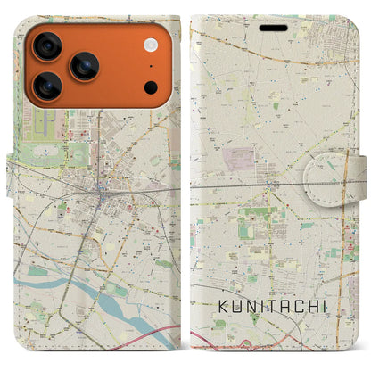 【国立2（東京都）】地図柄iPhoneケース（手帳タイプ）