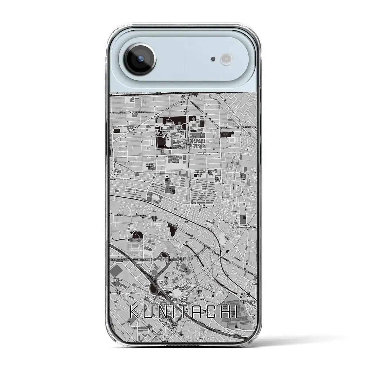 【国立（東京都）】地図柄iPhoneケース（クリアタイプ）モノトーン・iPhone 17 Pro Max 用