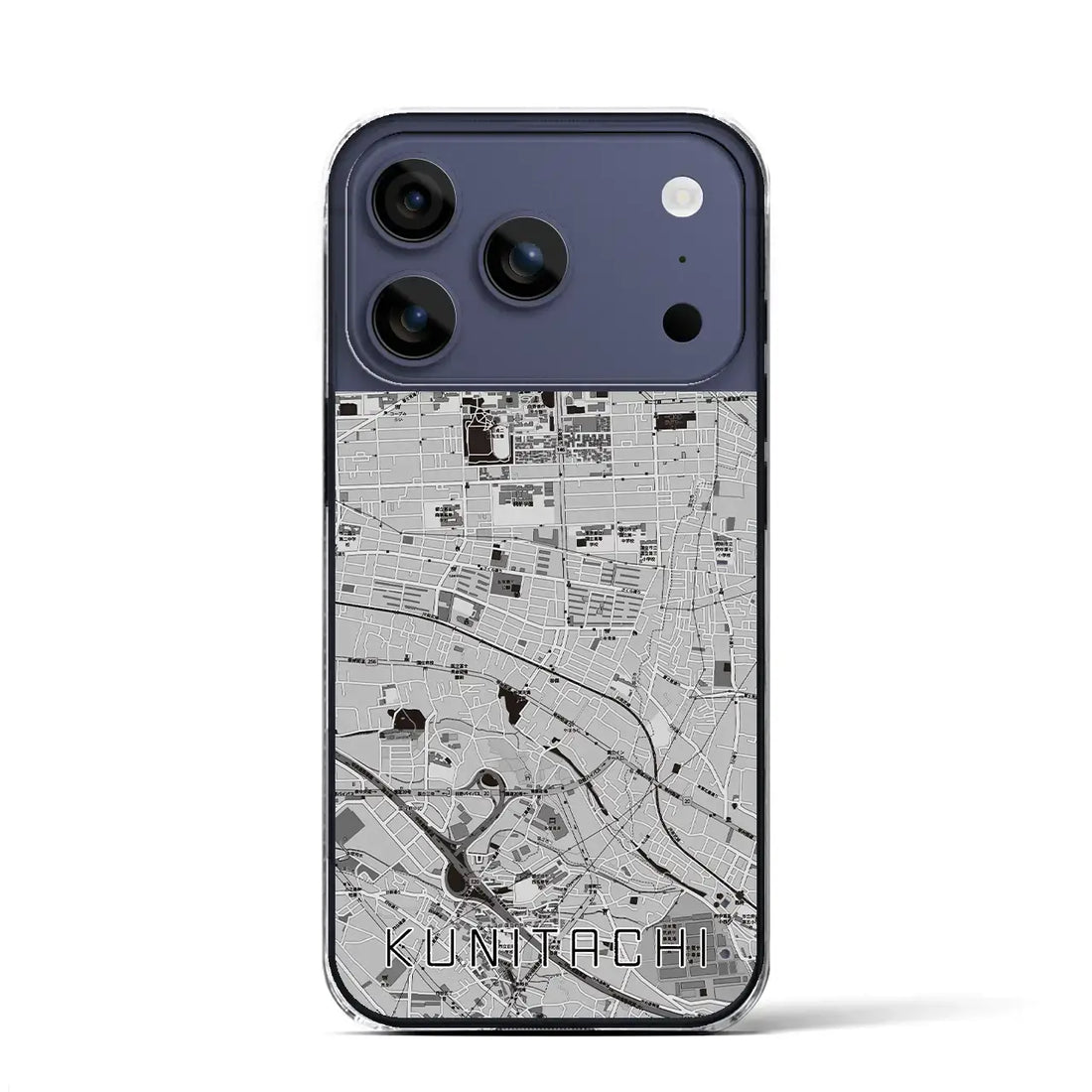 【国立（東京都）】地図柄iPhoneケース（クリアタイプ）モノトーン・iPhone 17 Pro Max 用