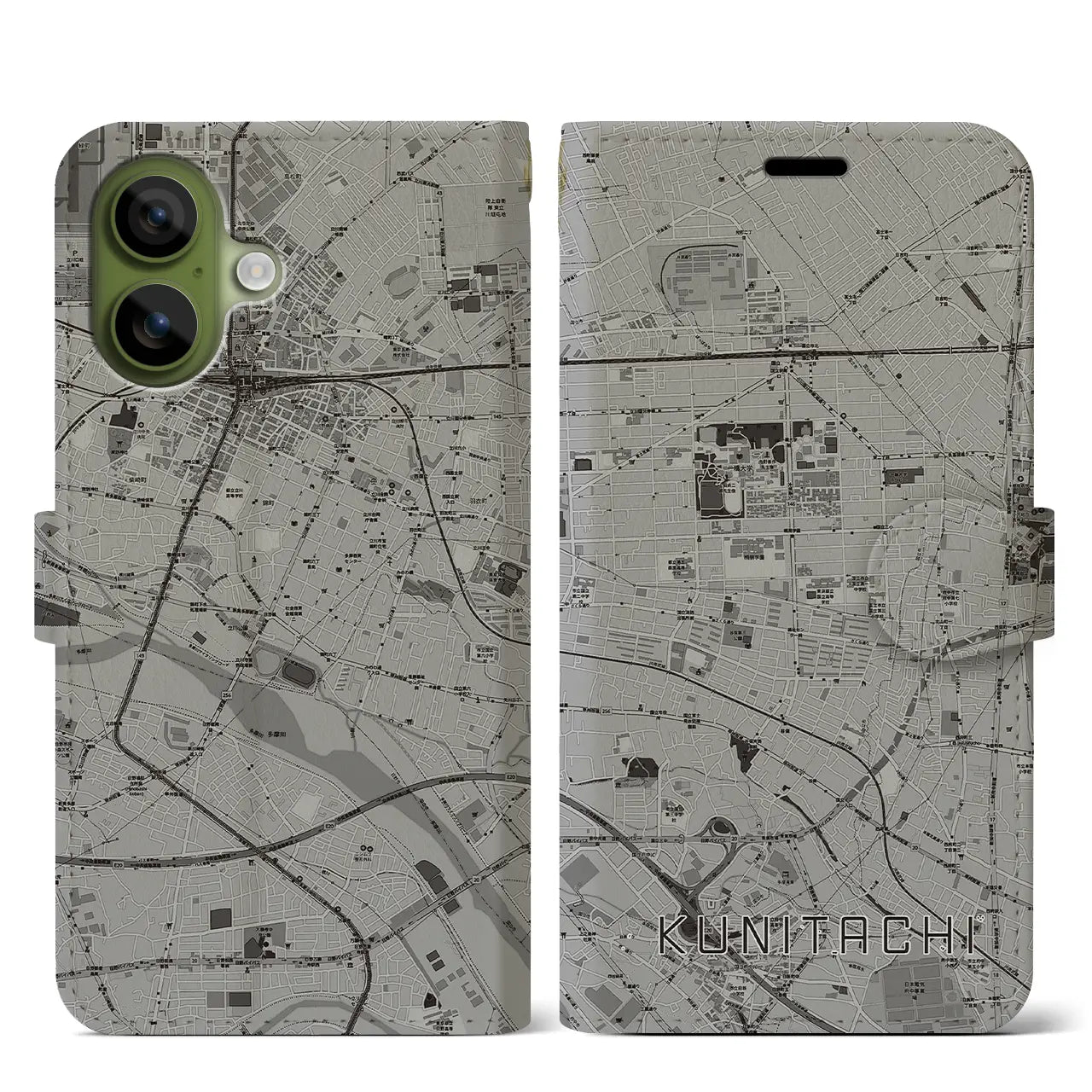 【国立（東京都）】地図柄iPhoneケース（手帳タイプ）