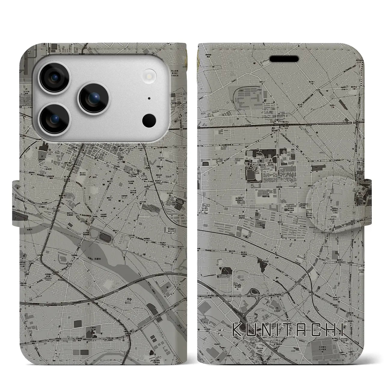 【国立（東京都）】地図柄iPhoneケース（手帳タイプ）