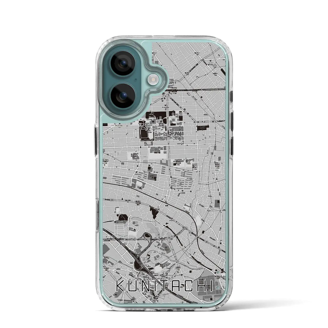 【国立（東京都）】地図柄iPhoneケース（MagSafeタイプ）モノトーン・iPhone 16 Pro 用