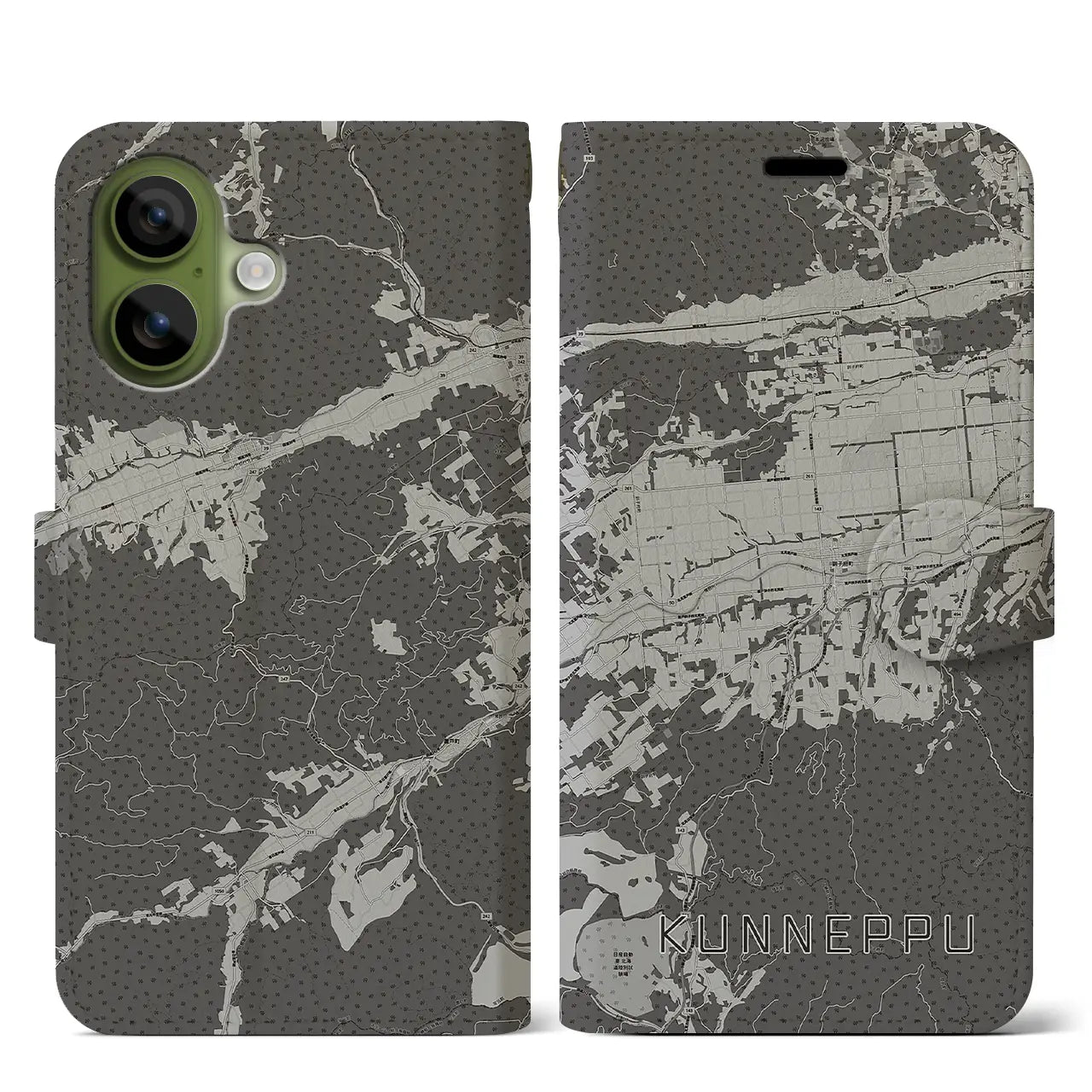 【訓子府（北海道）】地図柄iPhoneケース（手帳タイプ）