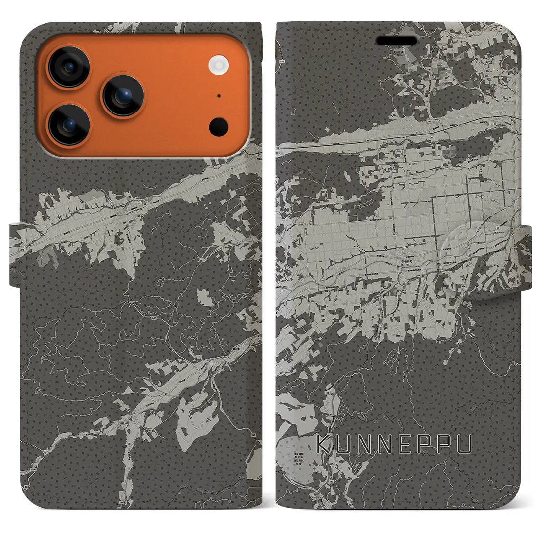 【訓子府（北海道）】地図柄iPhoneケース（手帳タイプ）