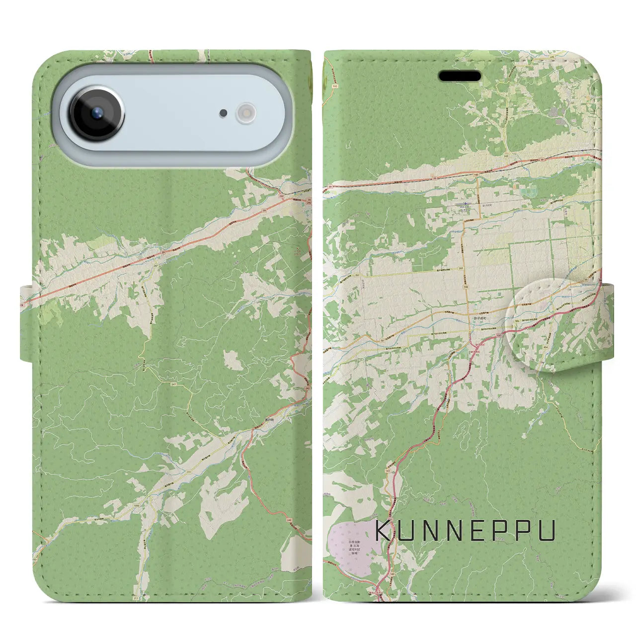 【訓子府（北海道）】地図柄iPhoneケース（手帳タイプ）