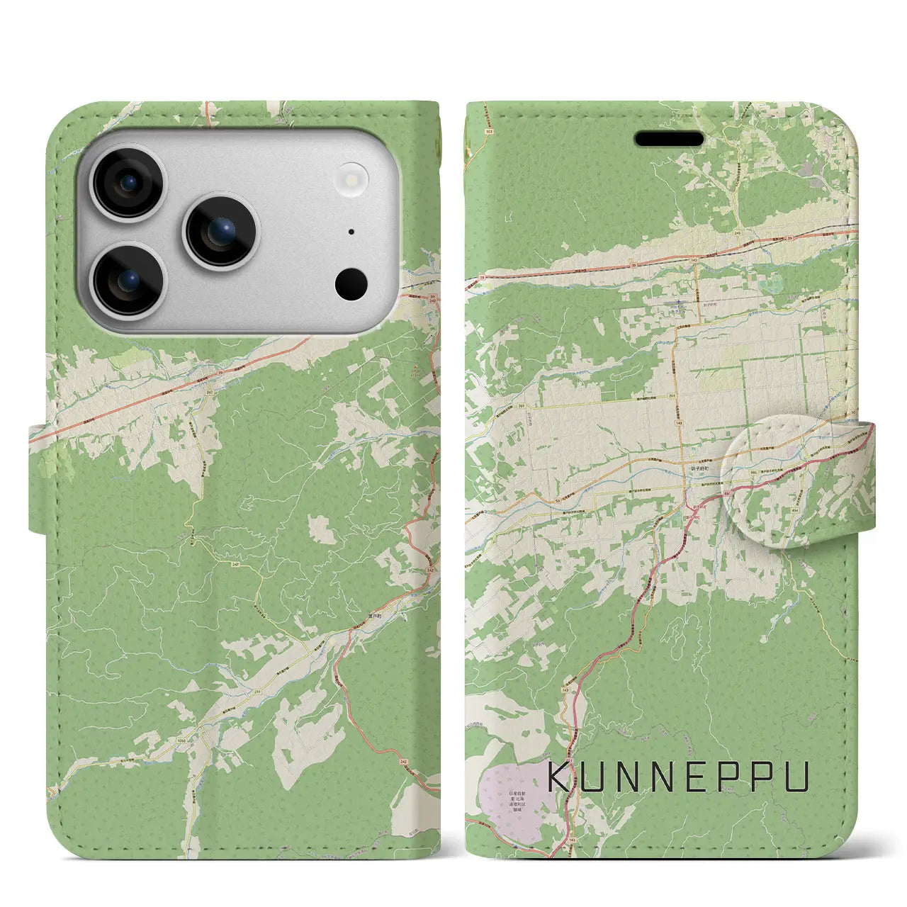 【訓子府（北海道）】地図柄iPhoneケース（手帳タイプ）