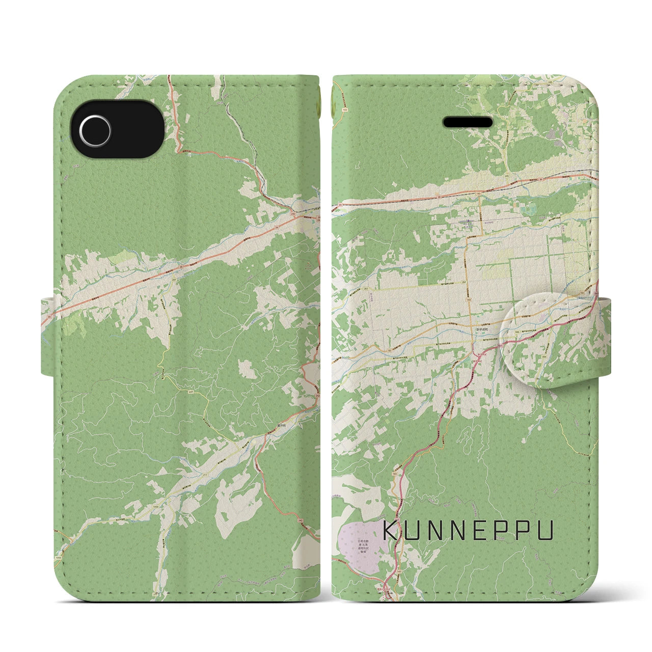 【訓子府（北海道）】地図柄iPhoneケース（手帳タイプ）