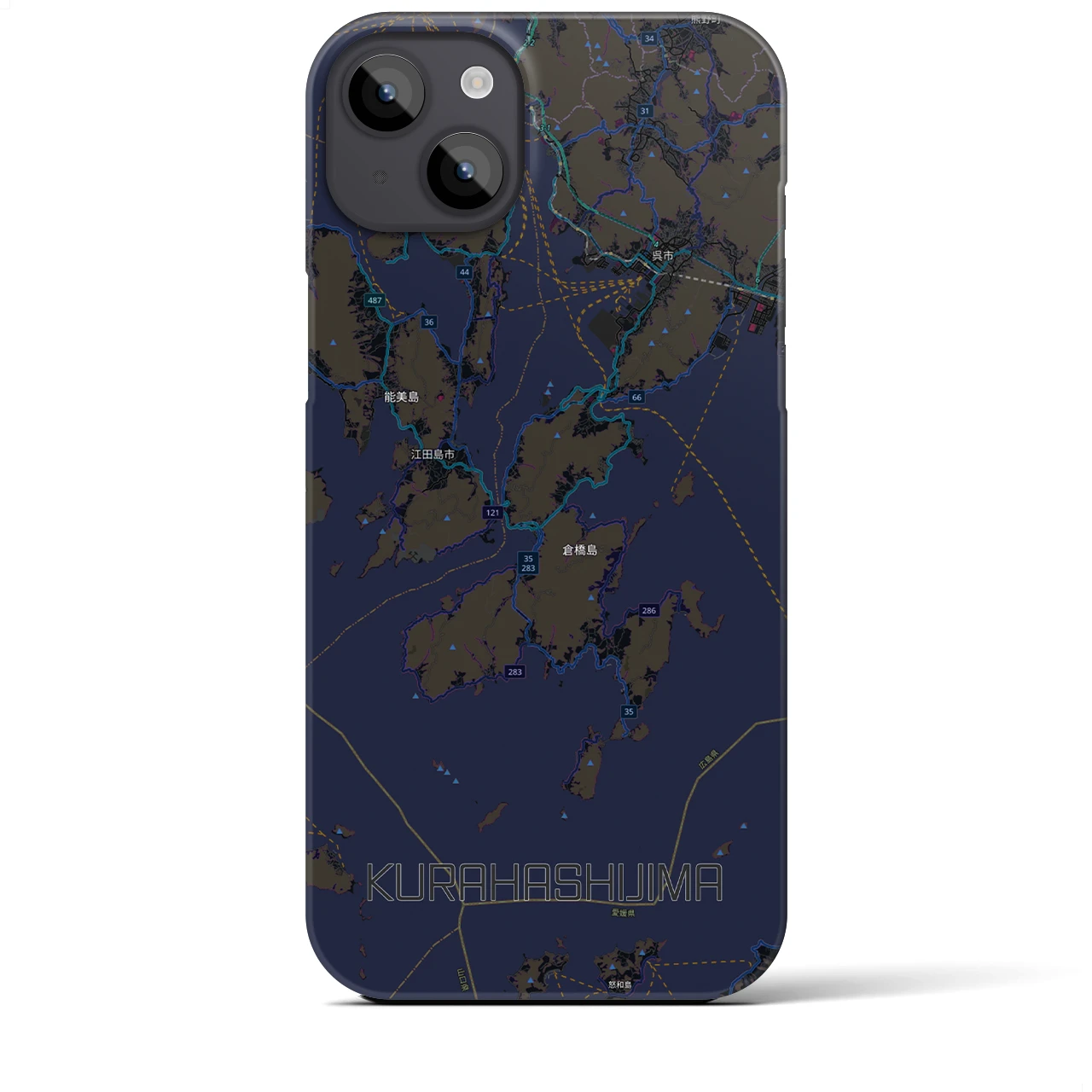 【倉橋島（広島県）】地図柄iPhoneケース（バックカバータイプ）