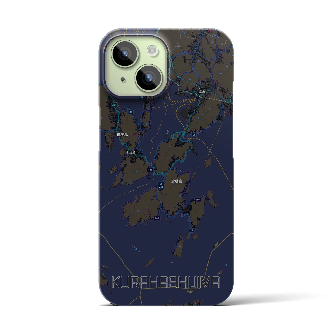 【倉橋島（広島県）】地図柄iPhoneケース（バックカバータイプ）