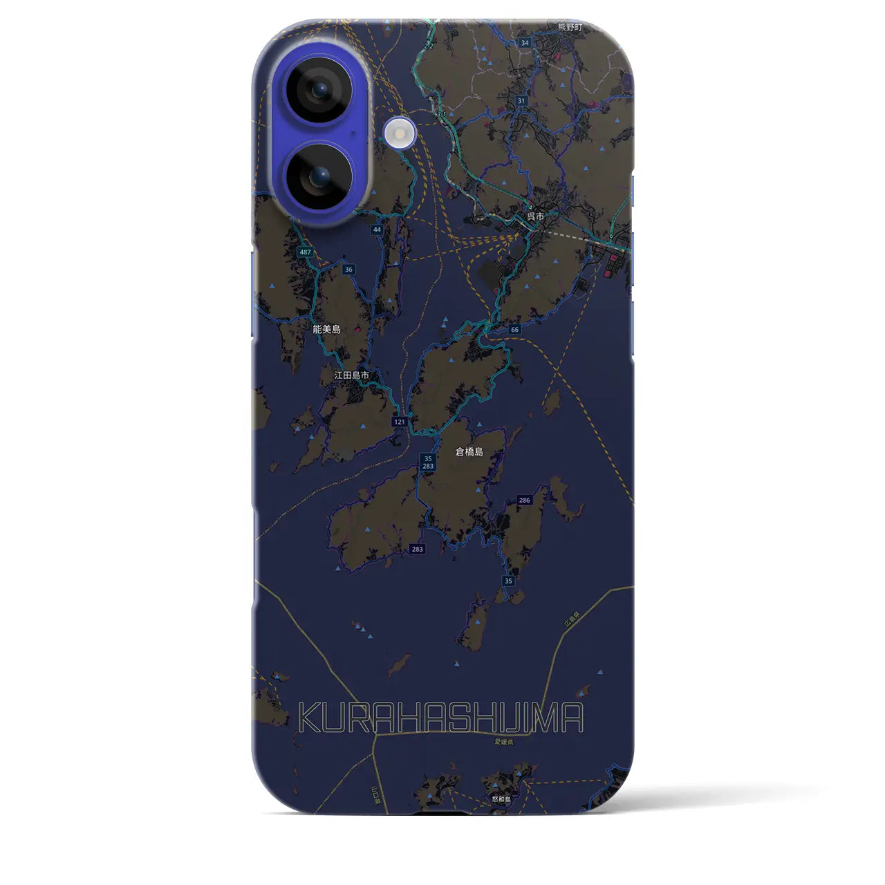 【倉橋島（広島県）】地図柄iPhoneケース（バックカバータイプ）