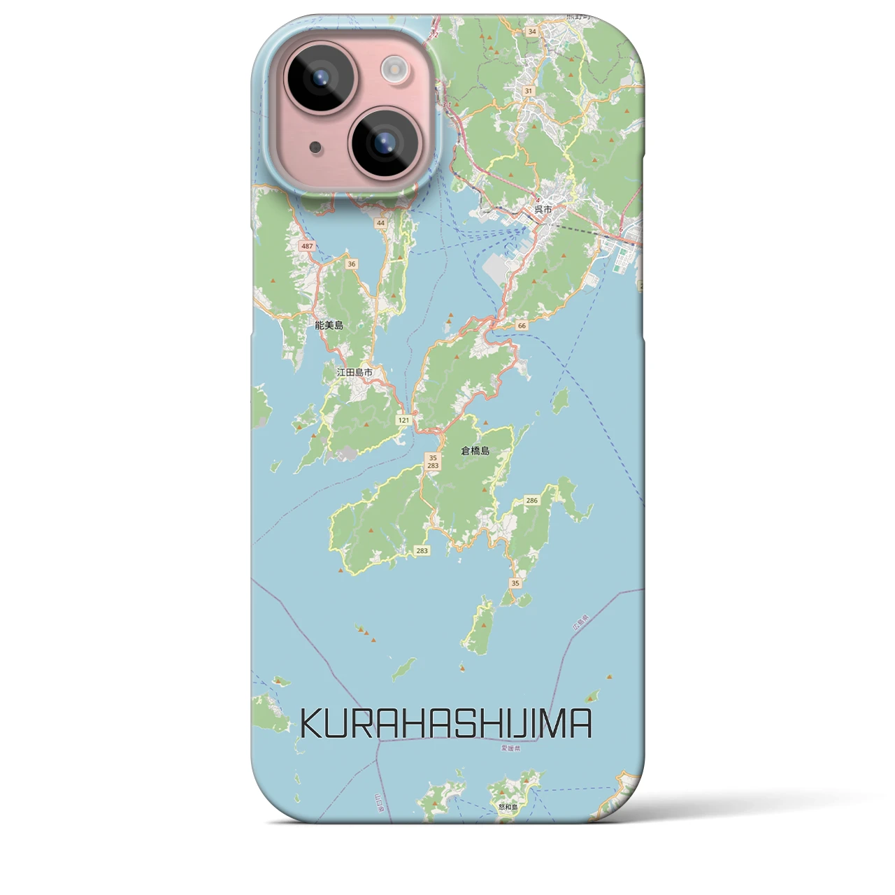 【倉橋島（広島県）】地図柄iPhoneケース（バックカバータイプ）
