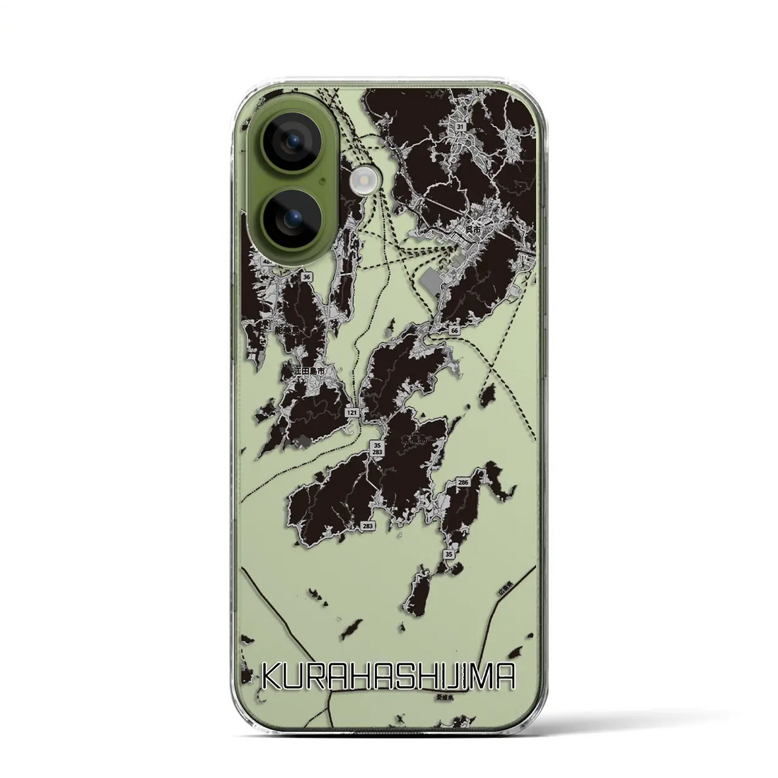 【倉橋島（広島県）】地図柄iPhoneケース（クリアタイプ）モノトーン・iPhone 17 Pro Max 用