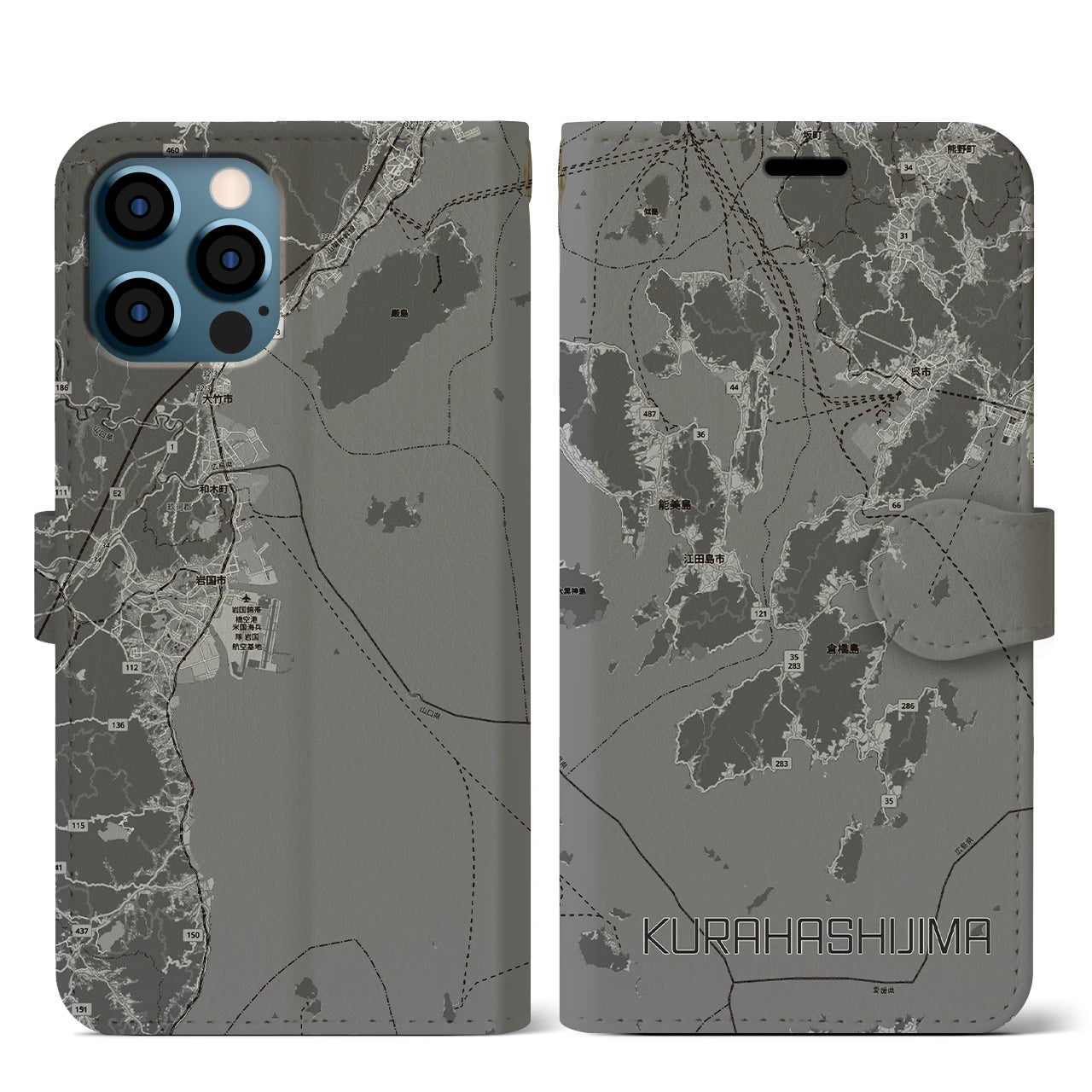 【倉橋島（広島県）】地図柄iPhoneケース（手帳タイプ）