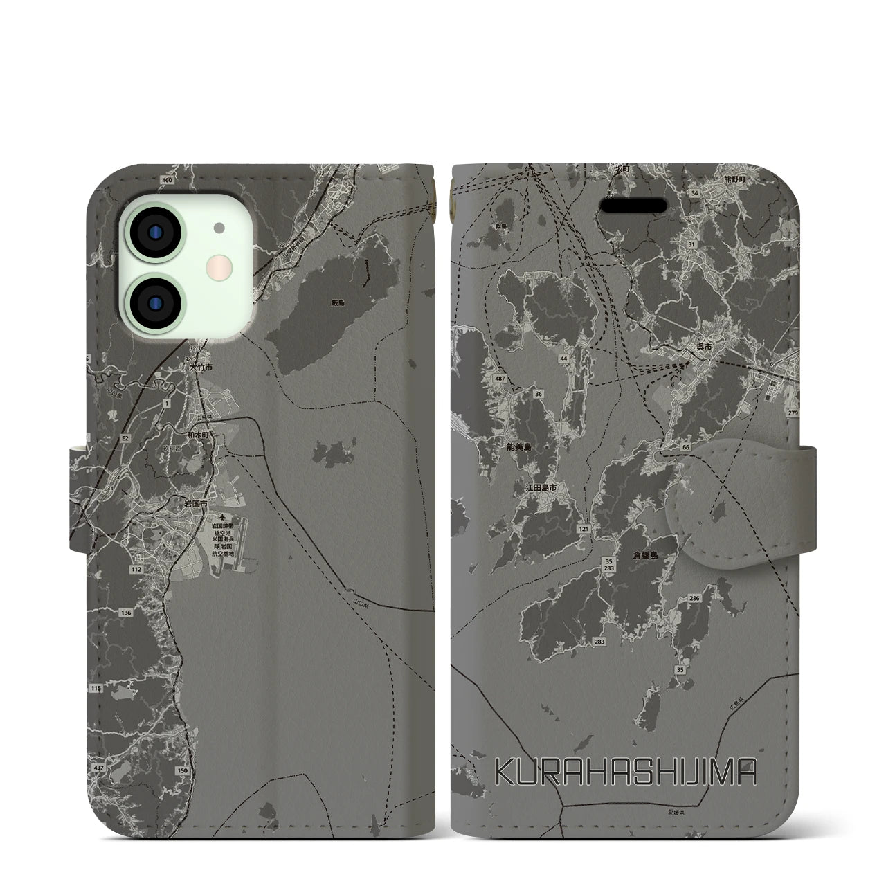 【倉橋島（広島県）】地図柄iPhoneケース（手帳タイプ）