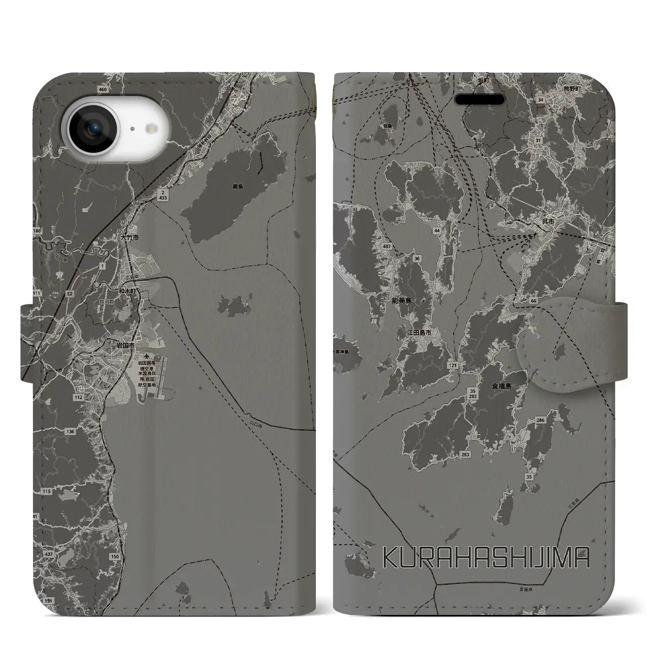 【倉橋島（広島県）】地図柄iPhoneケース（手帳タイプ）