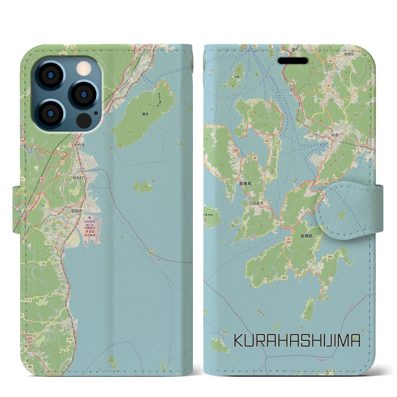 【倉橋島（広島県）】地図柄iPhoneケース（手帳タイプ）