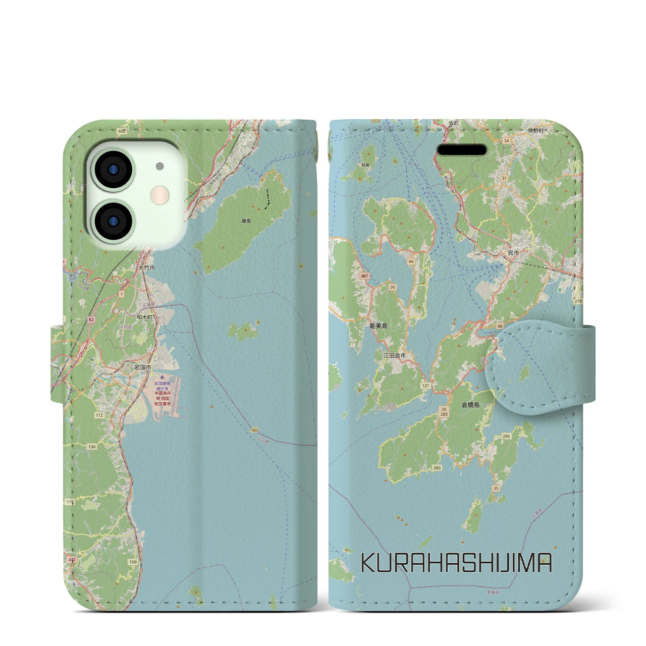 【倉橋島（広島県）】地図柄iPhoneケース（手帳タイプ）