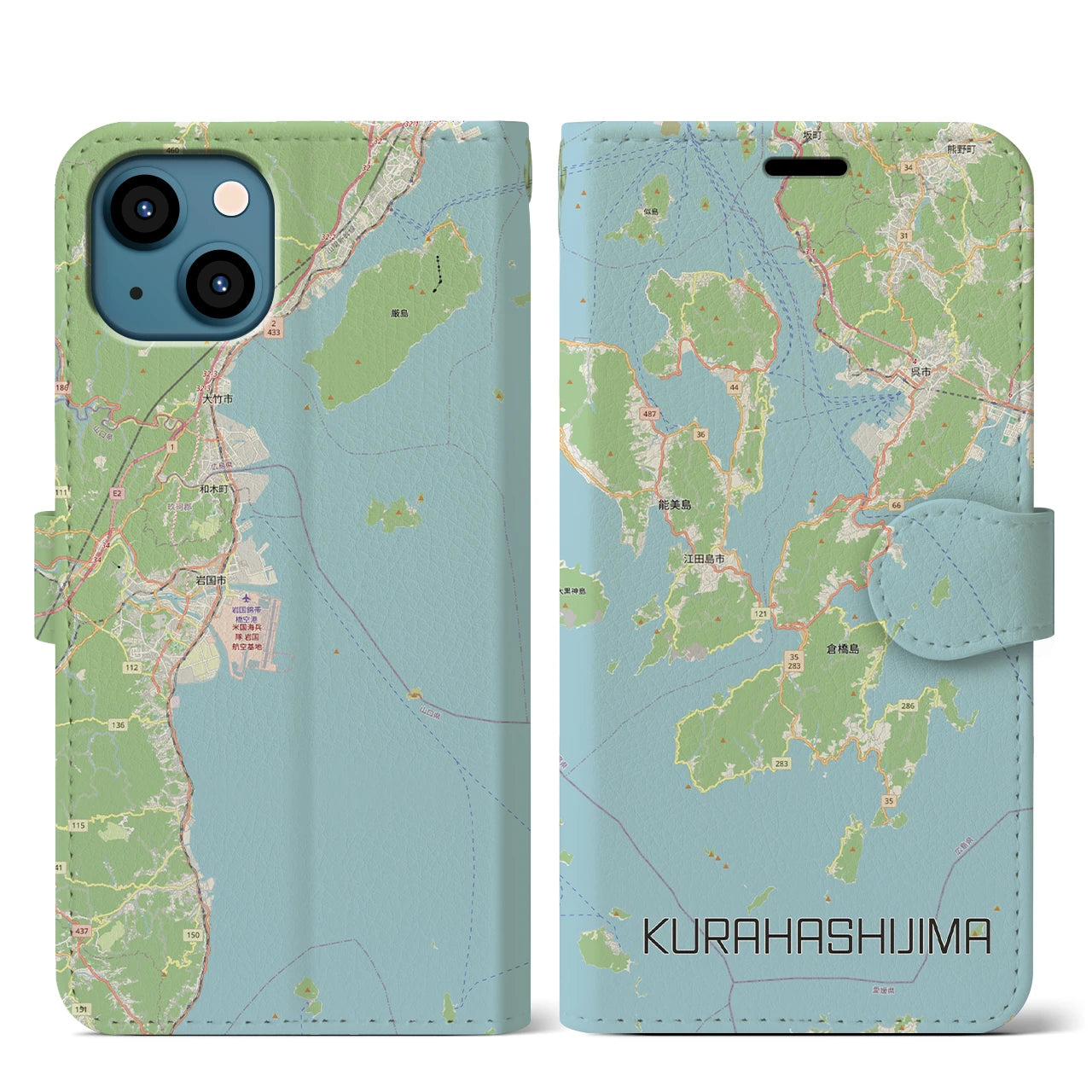 【倉橋島（広島県）】地図柄iPhoneケース（手帳タイプ）