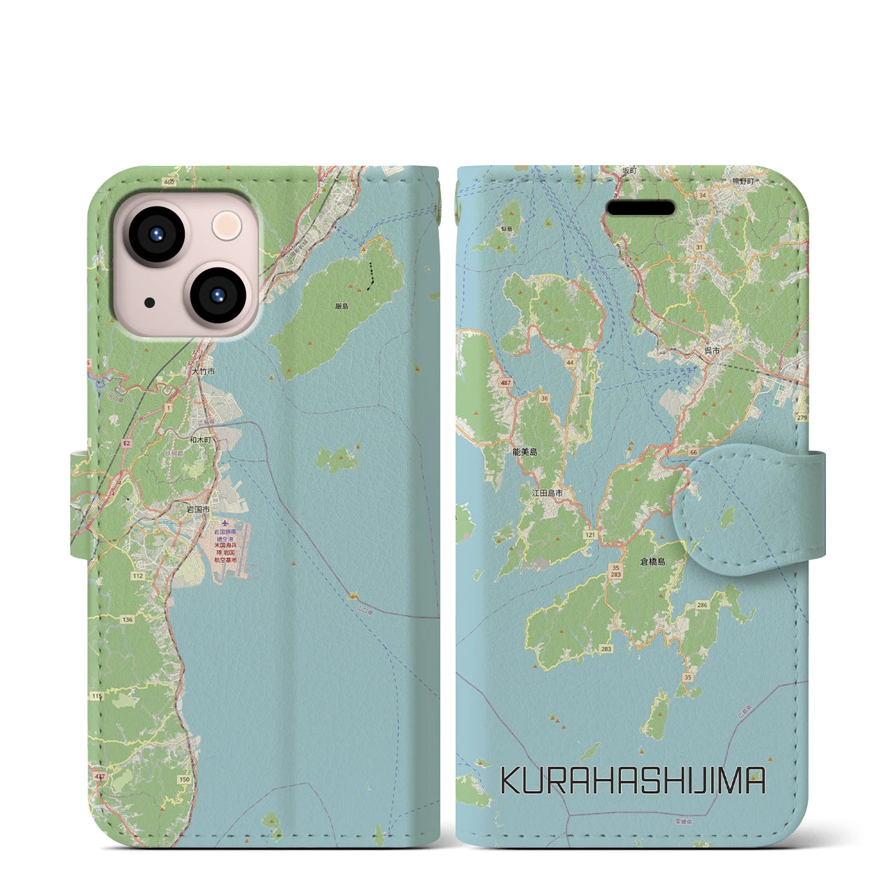 【倉橋島（広島県）】地図柄iPhoneケース（手帳タイプ）