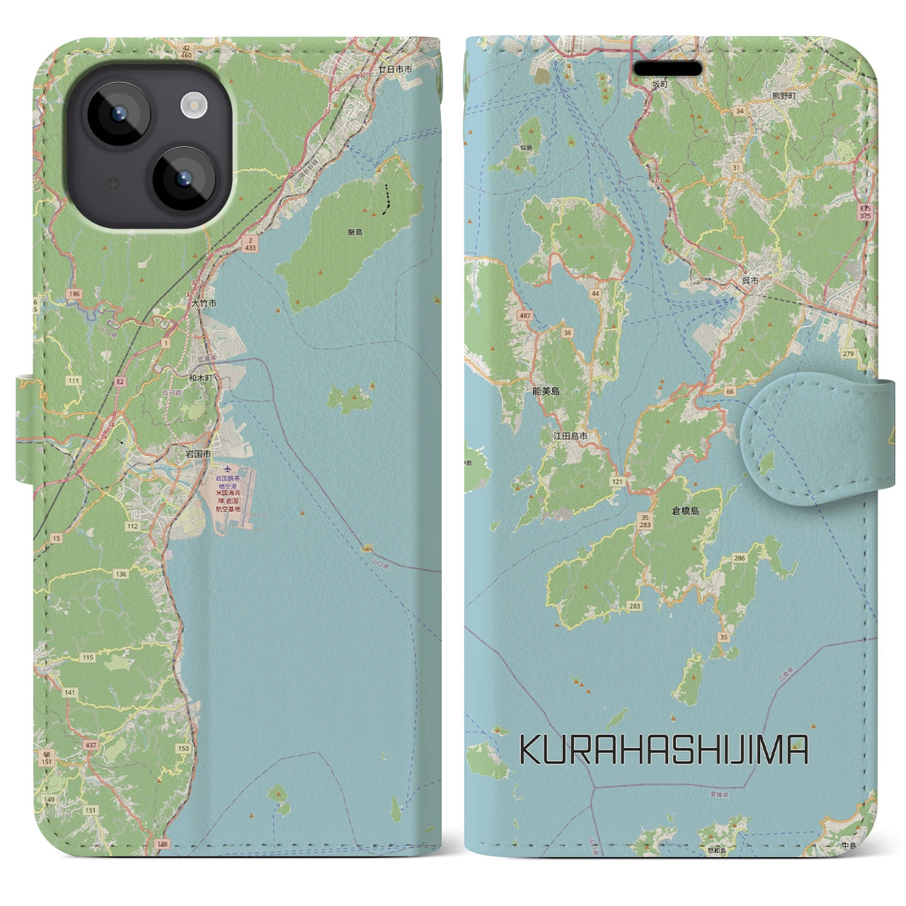 【倉橋島（広島県）】地図柄iPhoneケース（手帳タイプ）