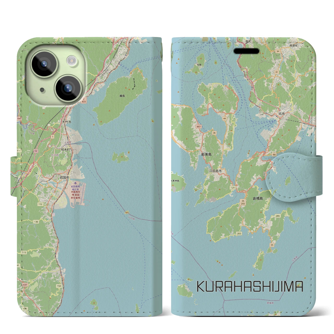 【倉橋島（広島県）】地図柄iPhoneケース（手帳タイプ）