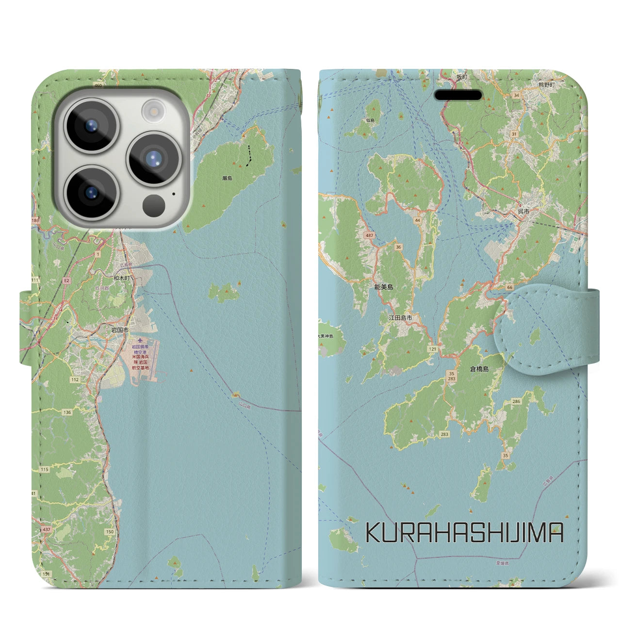 【倉橋島（広島県）】地図柄iPhoneケース（手帳タイプ）