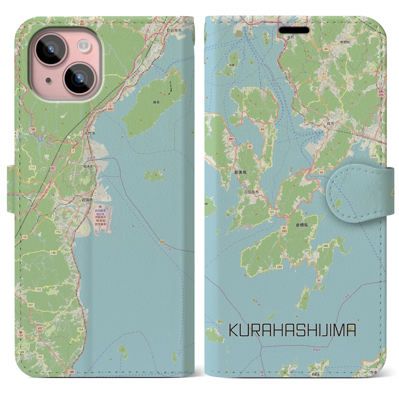 【倉橋島（広島県）】地図柄iPhoneケース（手帳タイプ）