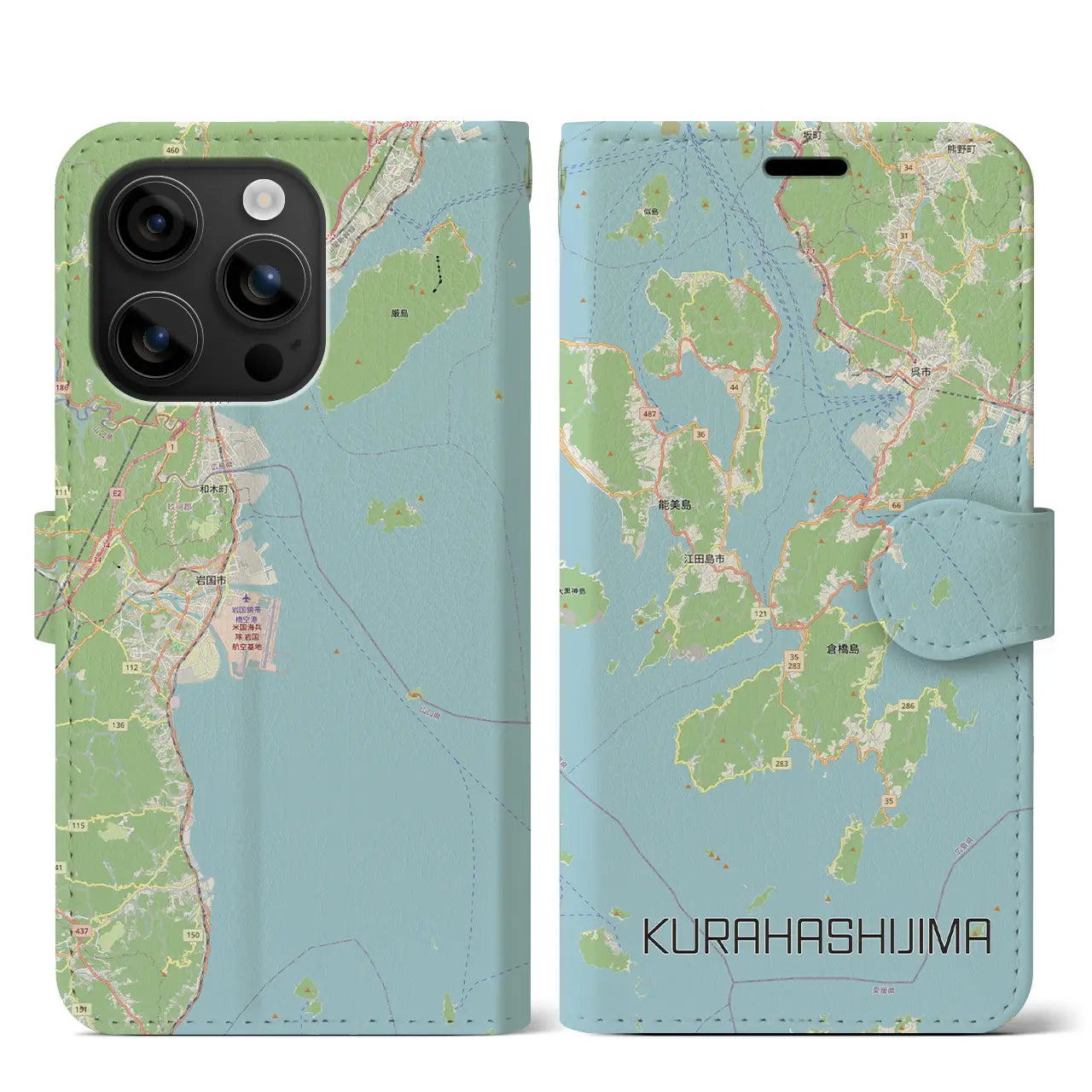 【倉橋島（広島県）】地図柄iPhoneケース（手帳タイプ）