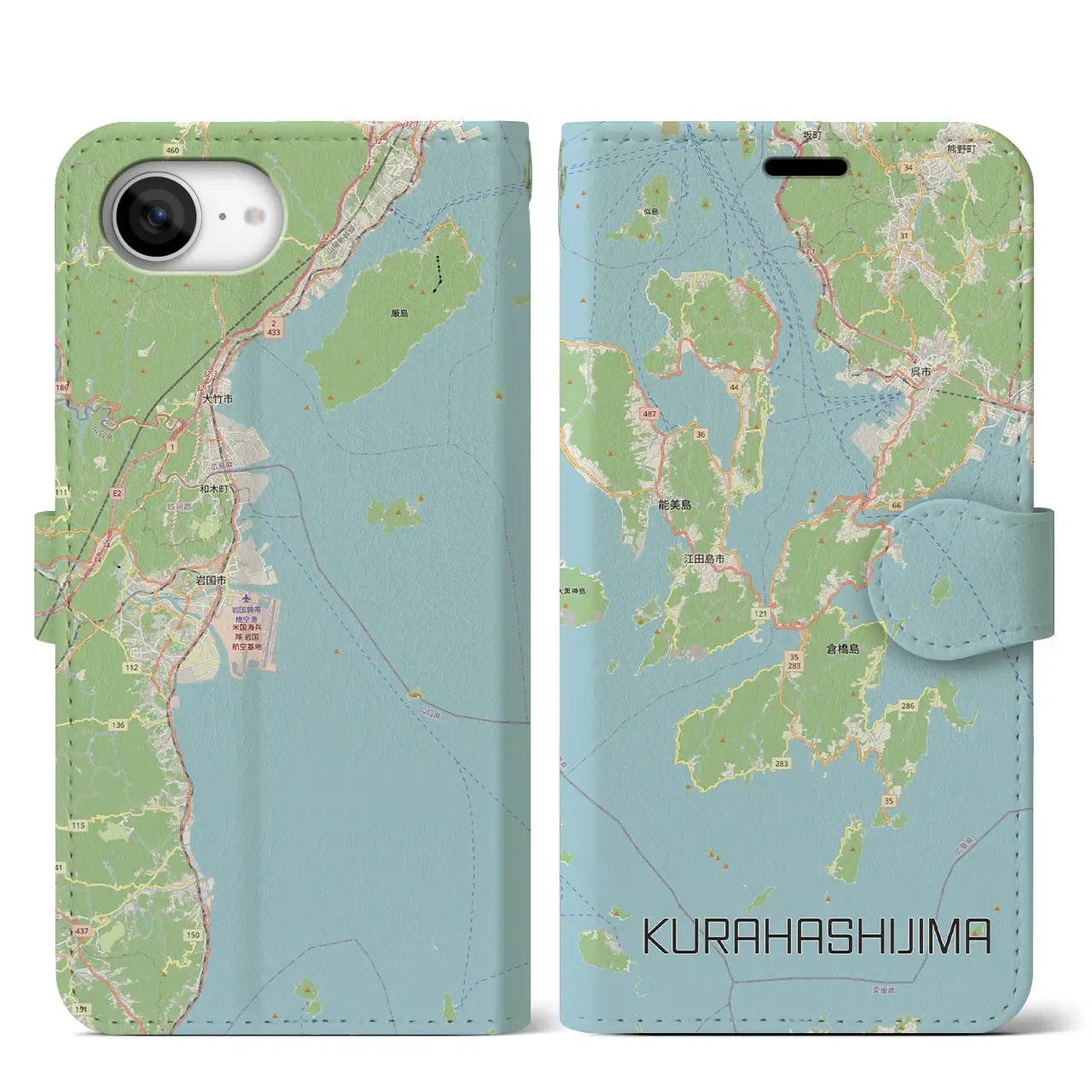 【倉橋島（広島県）】地図柄iPhoneケース（手帳タイプ）