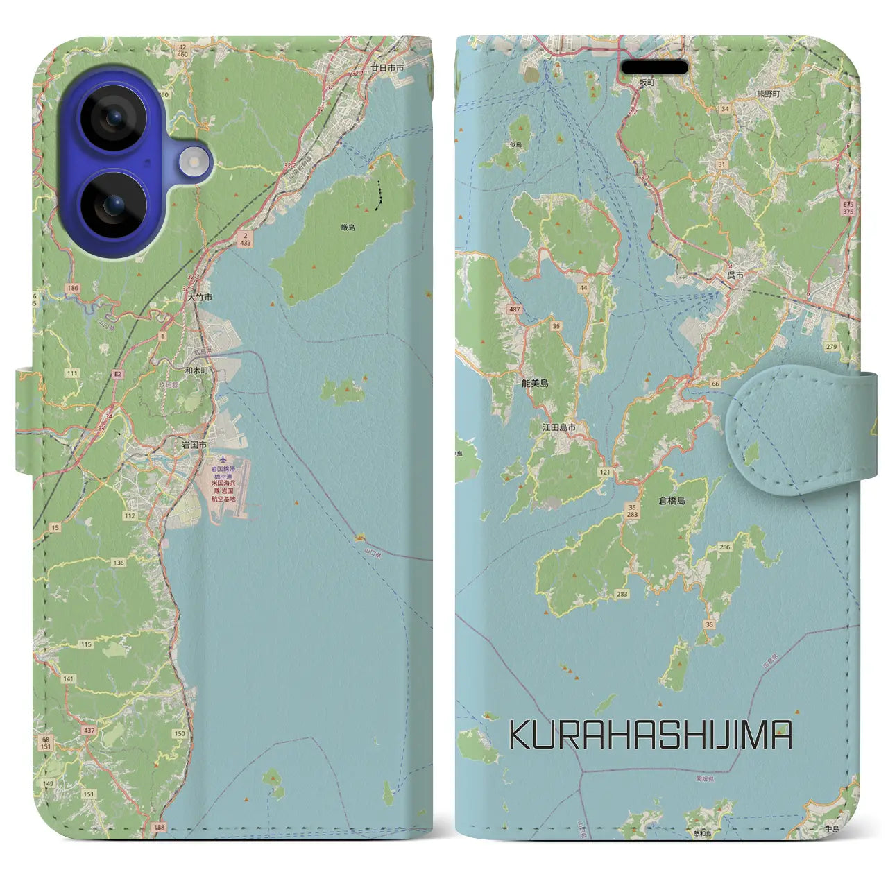 【倉橋島（広島県）】地図柄iPhoneケース（手帳タイプ）