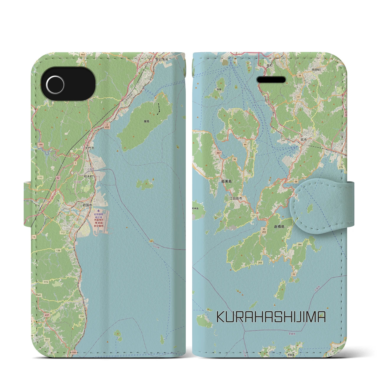 【倉橋島（広島県）】地図柄iPhoneケース（手帳タイプ）