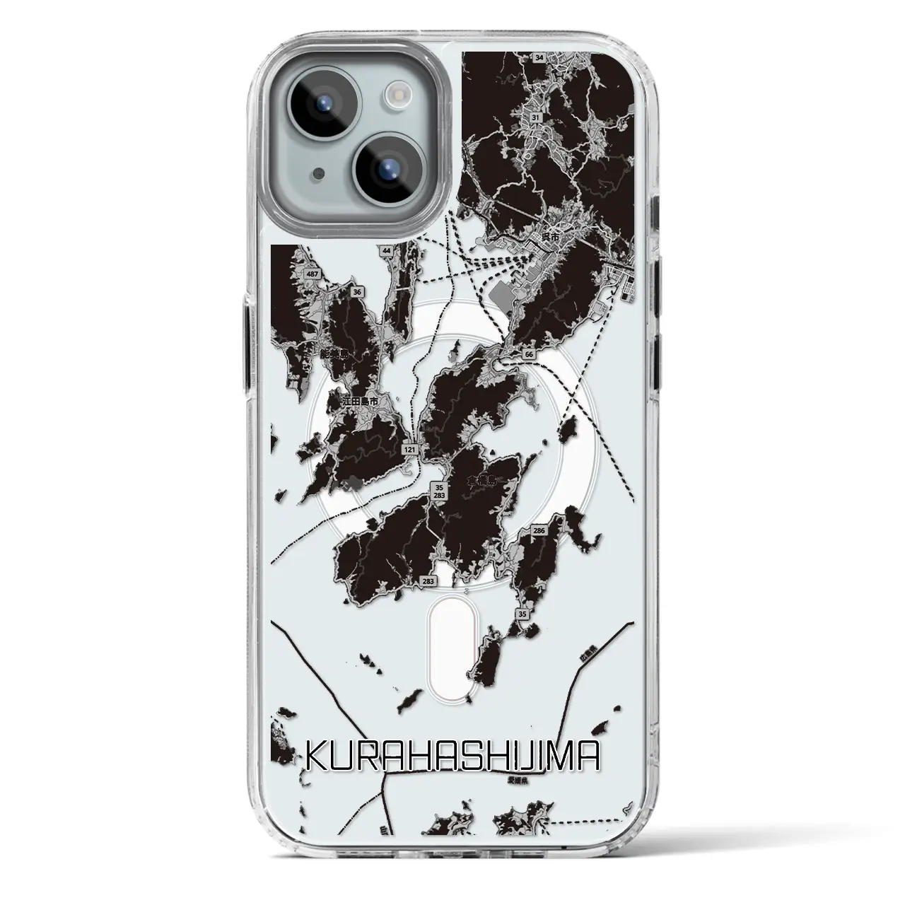 【倉橋島（広島県）】地図柄iPhoneケース（MagSafeタイプ）
