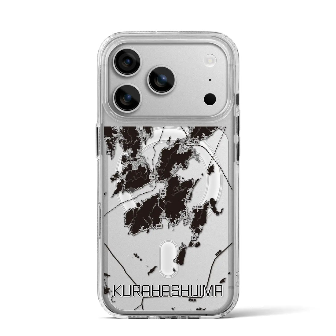【倉橋島（広島県）】地図柄iPhoneケース（MagSafeタイプ）モノトーン・iPhone 17 Pro Max 用