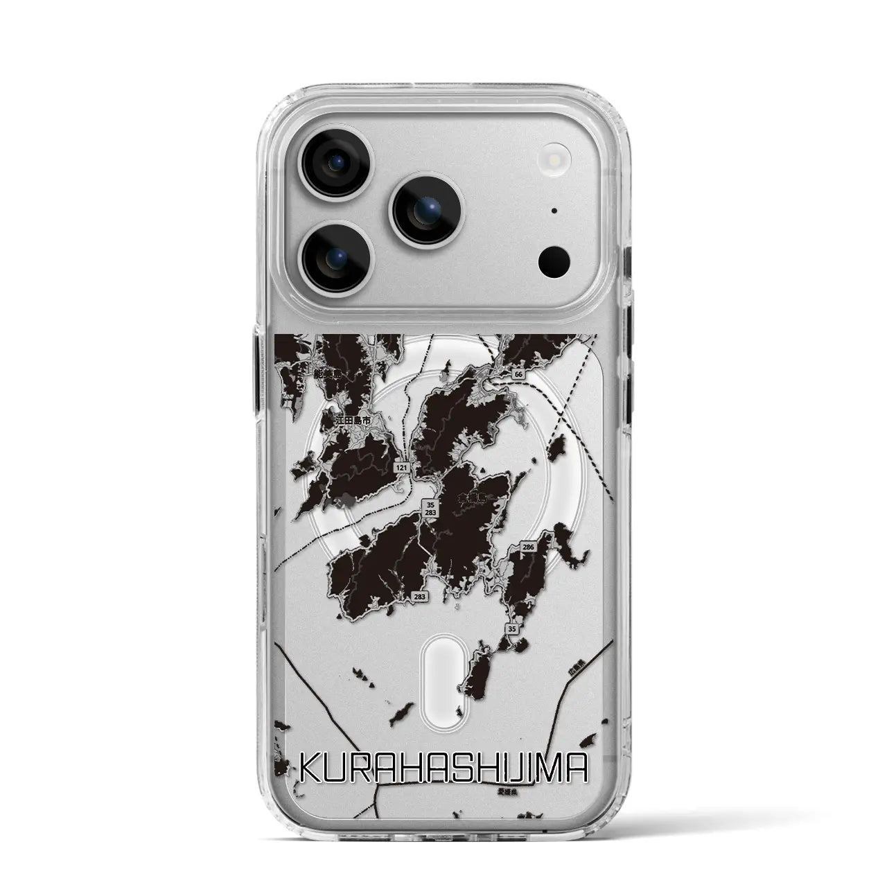 【倉橋島（広島県）】地図柄iPhoneケース（MagSafeタイプ）モノトーン・iPhone 17 Pro Max 用