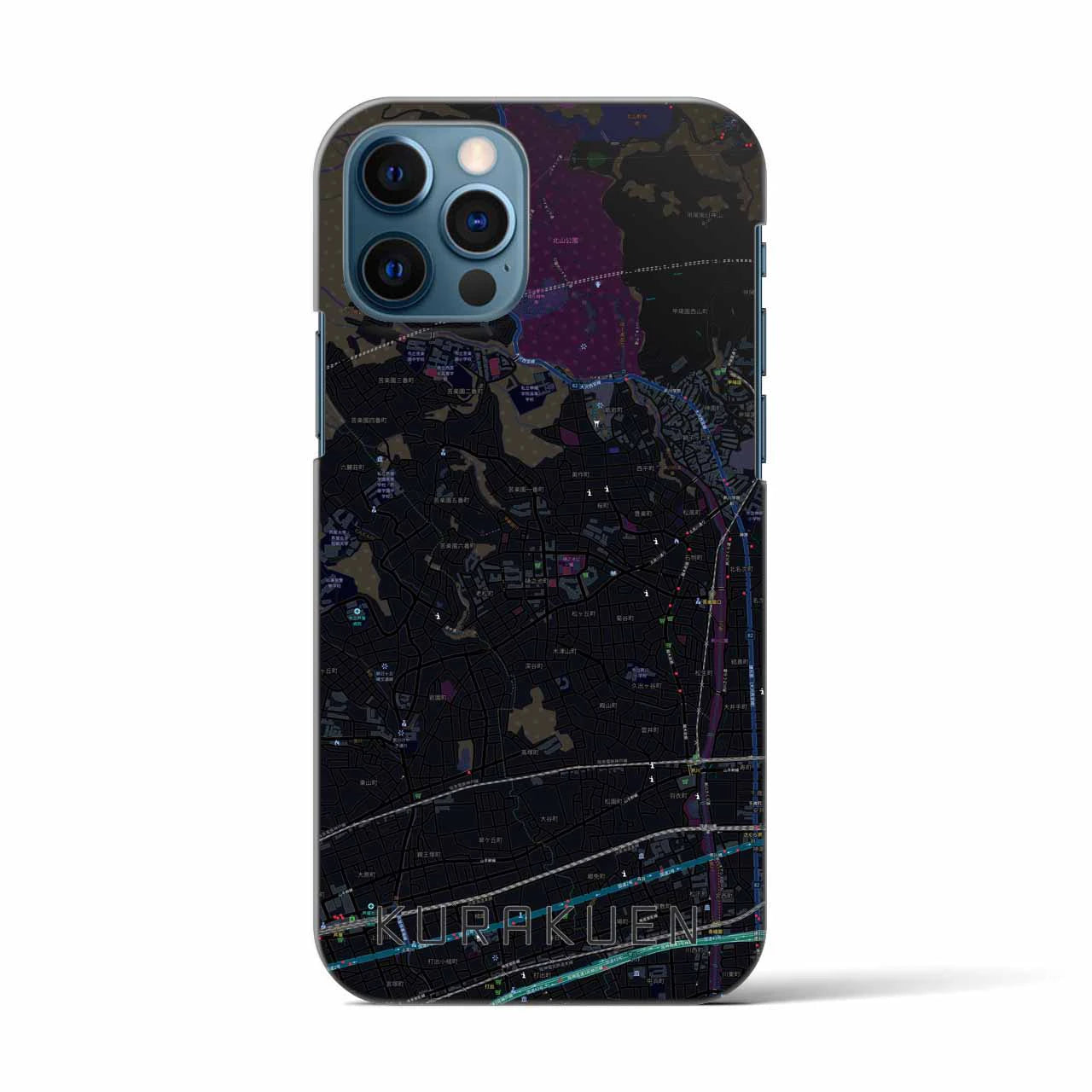 【苦楽園（兵庫県）】地図柄iPhoneケース（バックカバータイプ）