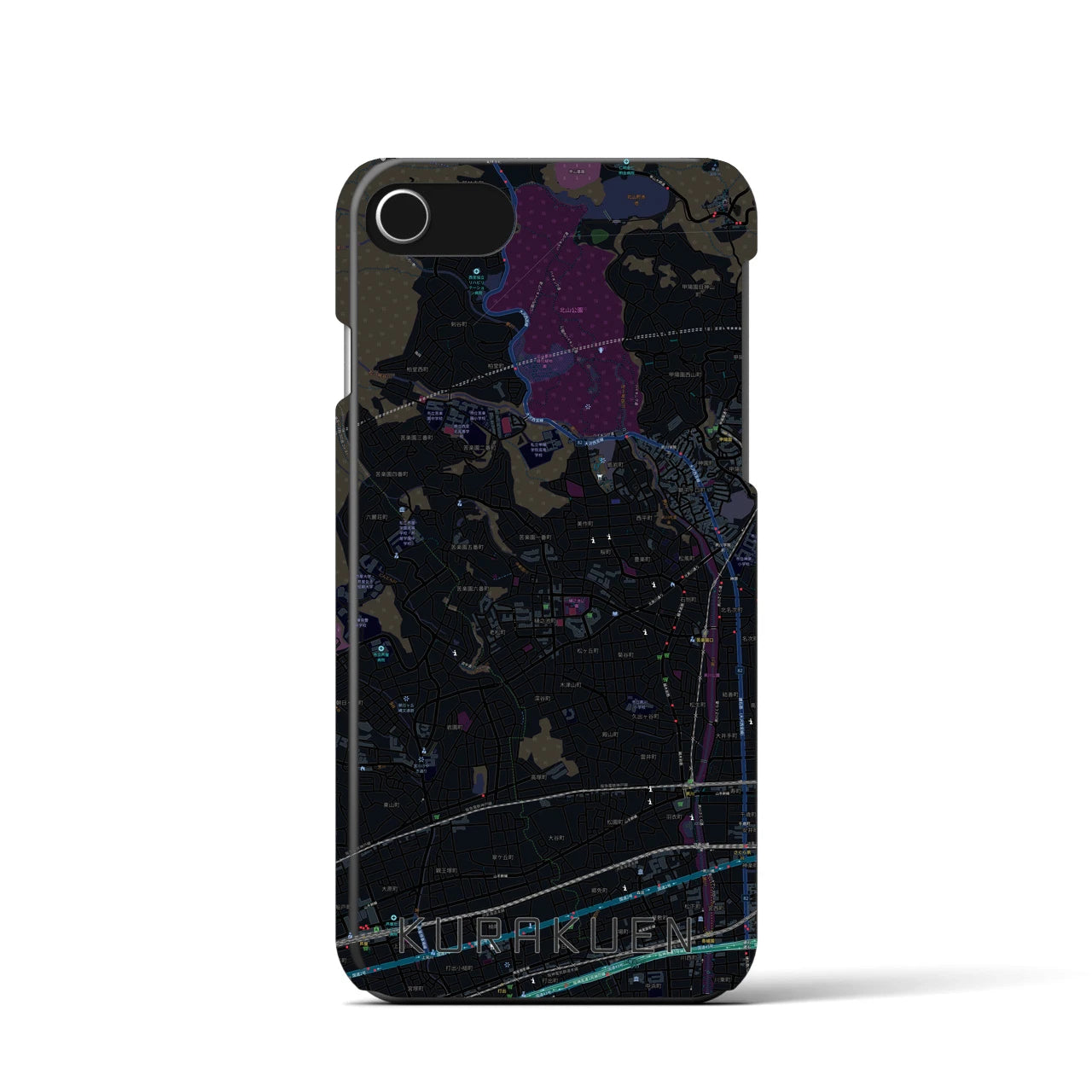 【苦楽園（兵庫県）】地図柄iPhoneケース（バックカバータイプ）