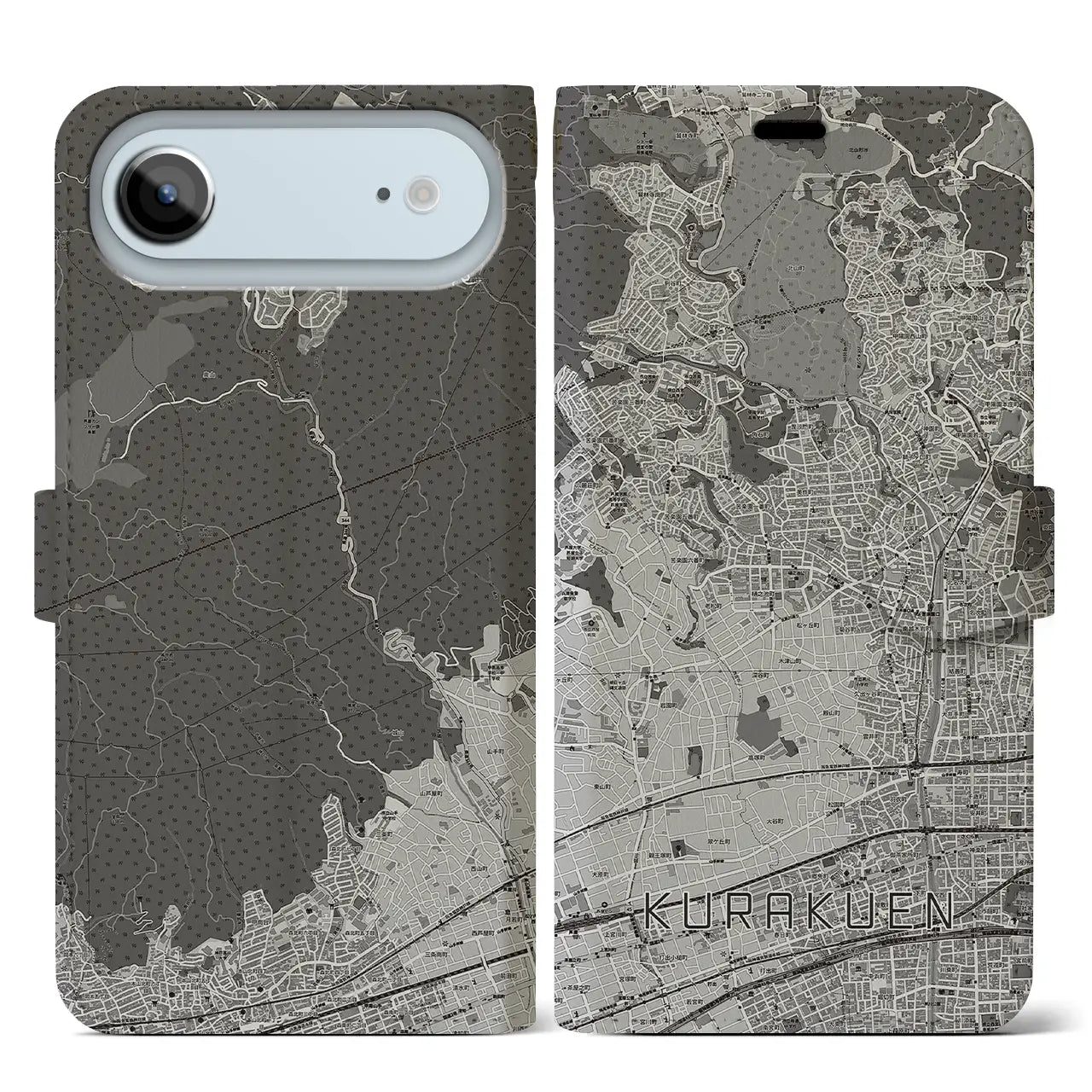 【苦楽園（兵庫県）】地図柄iPhoneケース（手帳タイプ）