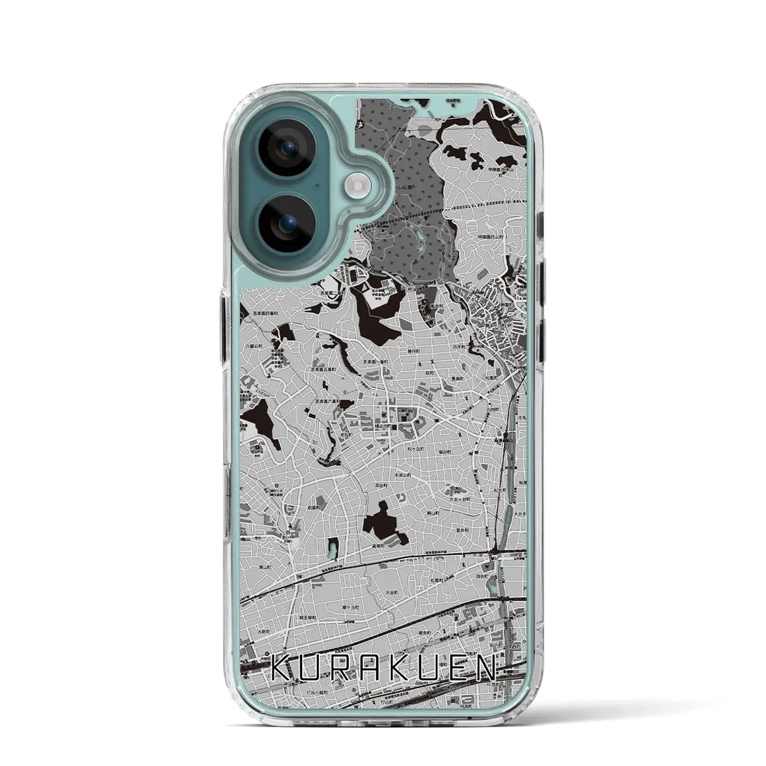 【苦楽園(兵庫県)】地図柄iPhoneケース(MagSafeタイプ)モノトーン・iPhone 16 Pro 用