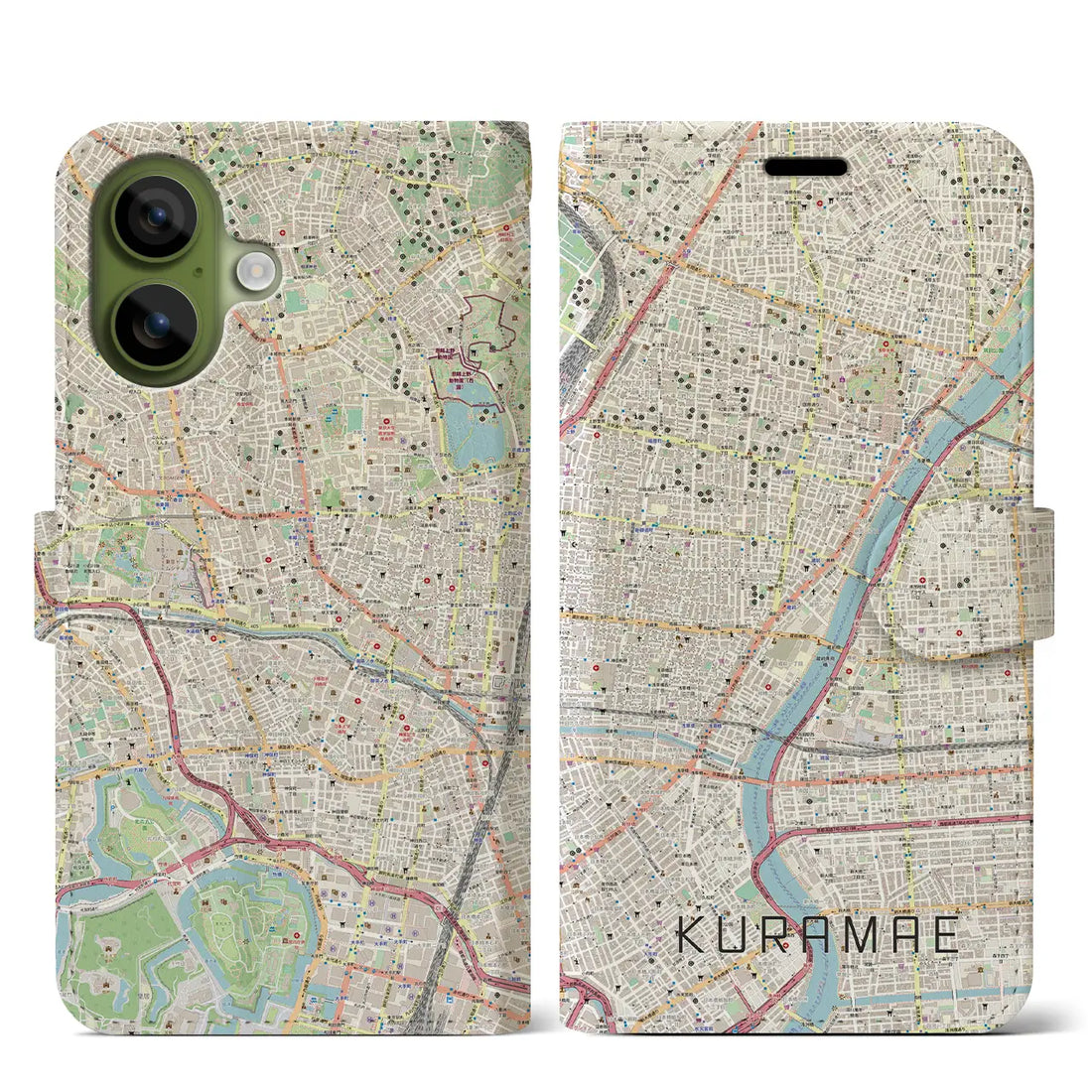 【蔵前（東京都）】地図柄iPhoneケース（手帳タイプ）モノトーン・iPhone 17 Pro Max 用