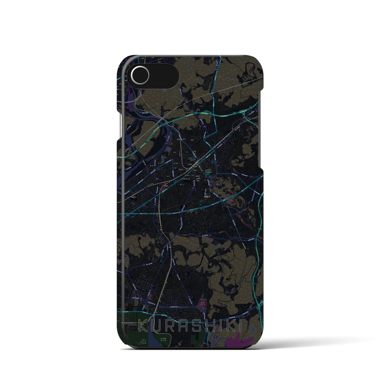 【倉敷（岡山県）】地図柄iPhoneケース（バックカバータイプ）