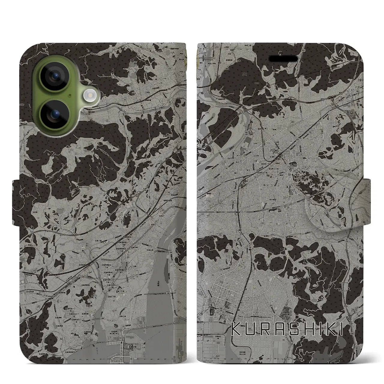 【倉敷（岡山県）】地図柄iPhoneケース（手帳タイプ）