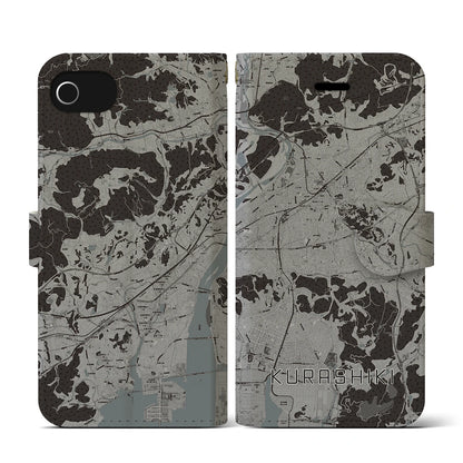 【倉敷（岡山県）】地図柄iPhoneケース（手帳タイプ）モノトーン・iPhone SE（第3 / 第2世代） / 8 / 7 / 6s / 6 用