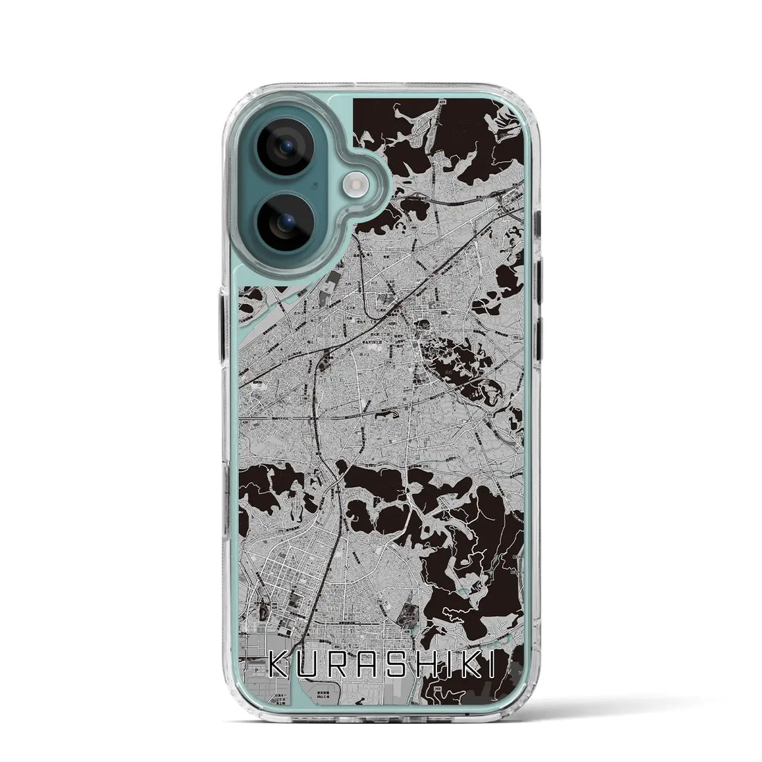 【倉敷(岡山県)】地図柄iPhoneケース(MagSafeタイプ)モノトーン・iPhone 16 Pro 用