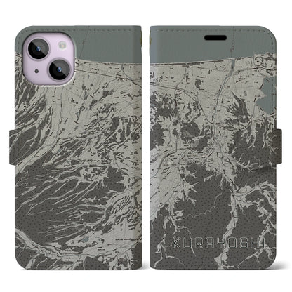 【倉吉（鳥取県）】地図柄iPhoneケース（手帳タイプ）モノトーン・iPhone 14 用