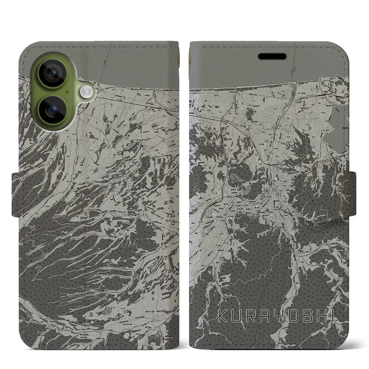 【倉吉（鳥取県）】地図柄iPhoneケース（手帳タイプ）