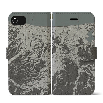 【倉吉（鳥取県）】地図柄iPhoneケース（手帳タイプ）モノトーン・iPhone SE（第3 / 第2世代） / 8 / 7 / 6s / 6 用