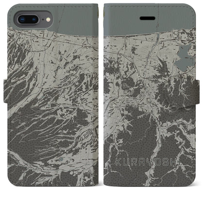 【倉吉（鳥取県）】地図柄iPhoneケース（手帳タイプ）モノトーン・iPhone 8Plus /7Plus / 6sPlus / 6Plus 用