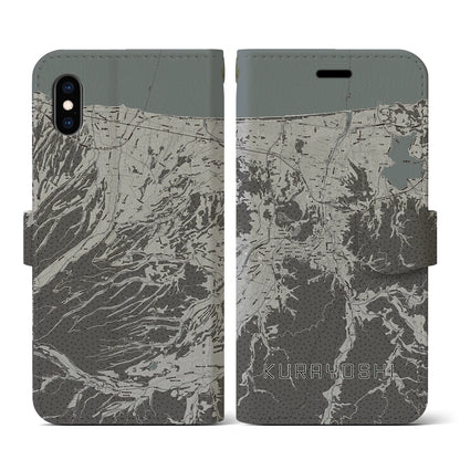 【倉吉（鳥取県）】地図柄iPhoneケース（手帳タイプ）モノトーン・iPhone XS / X 用