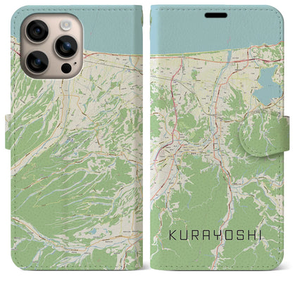 【倉吉（鳥取県）】地図柄iPhoneケース（手帳タイプ）ナチュラル・iPhone 16 Plus 用